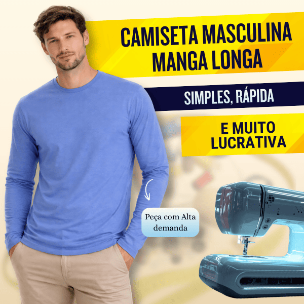 Camiseta Masculina Manga Longa: Simples, Rápida e Muito Lucrativa
