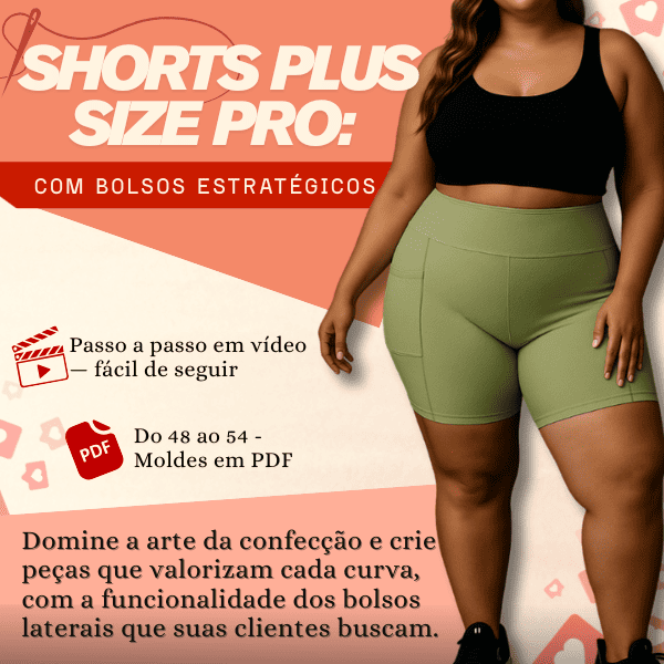 Shorts Plus Size Pro: com Bolsos Estratégicos